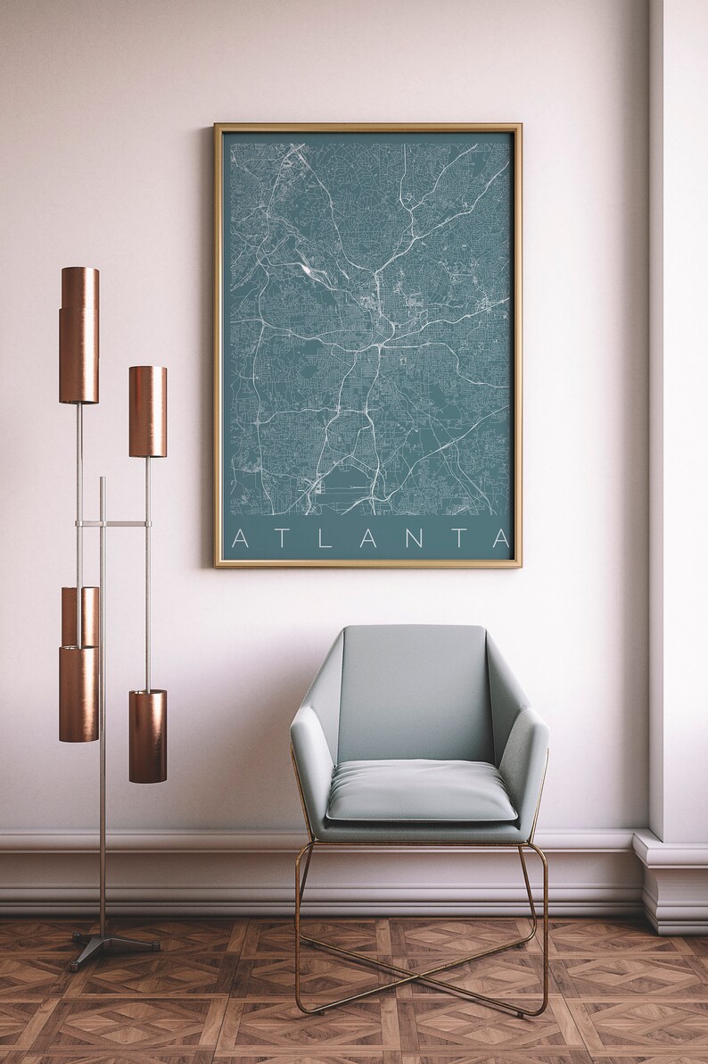 Map of Atlanta GA Fits IKEA Frame Map ART Atlanta Print Etsy