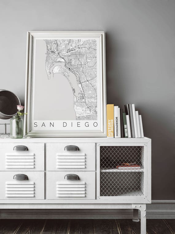 Map Of San Diego Ca Fits Ikea Frame Home Decor Wall Art Etsy