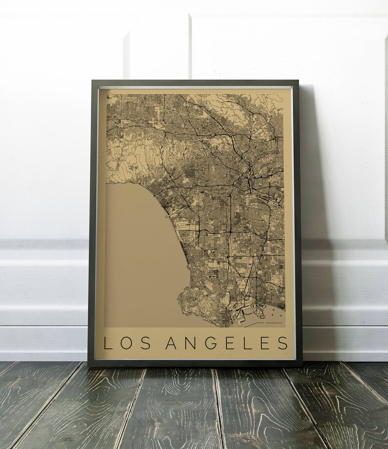 Map of Los Angeles CA Fits IKEA frame Home Decor Wall Etsy