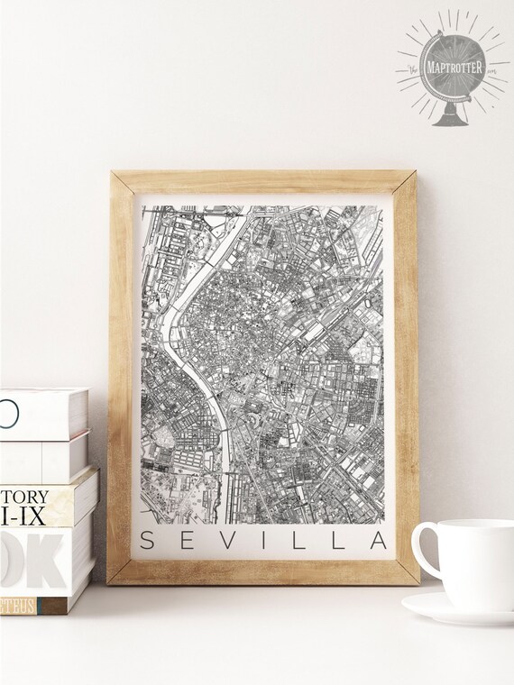 Mappa Di Siviglia Spagna Mappa Di Siviglia Mappa Art Etsy