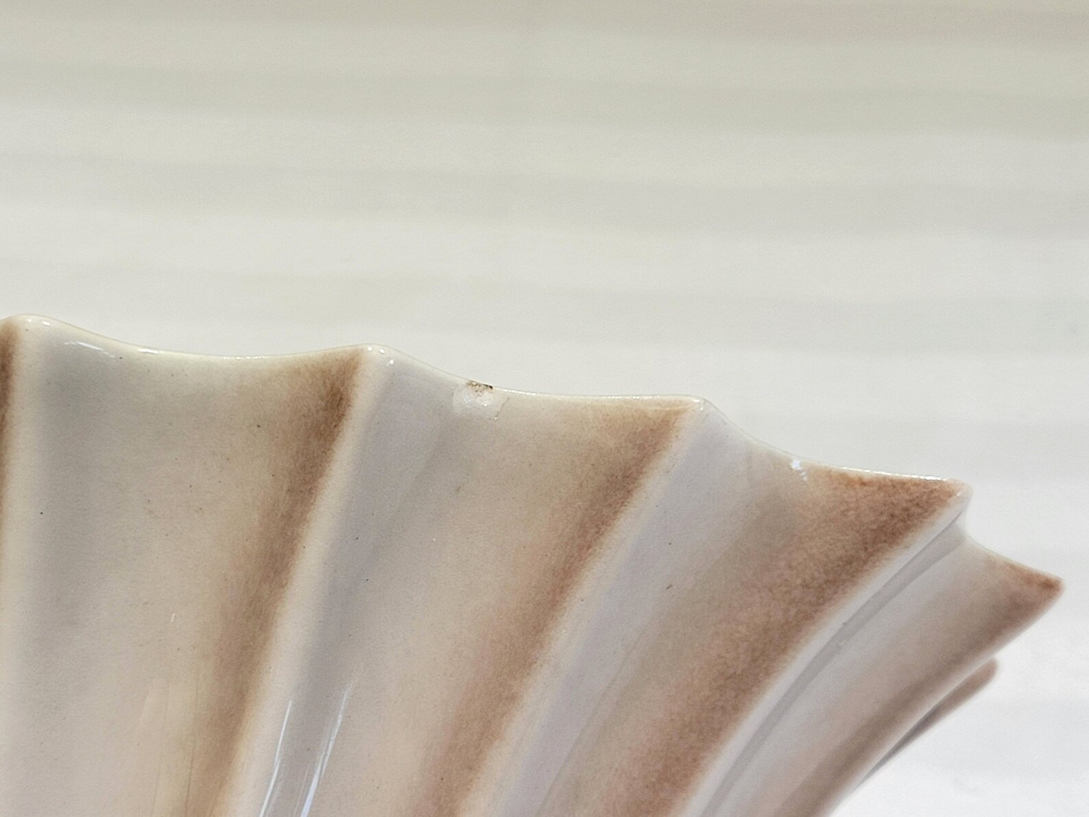 Roselane Pottery Dish Scalloped Chartreuse Taupe Bowl Planter Etsy