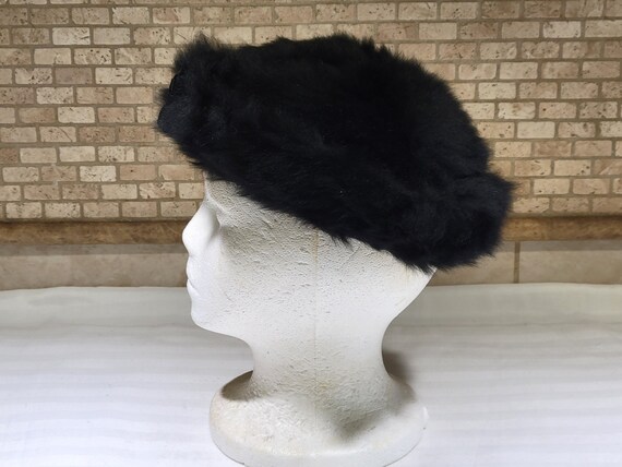 Vintage Hat Faux Fur Black Beret Filbert Orcel 19… - image 4