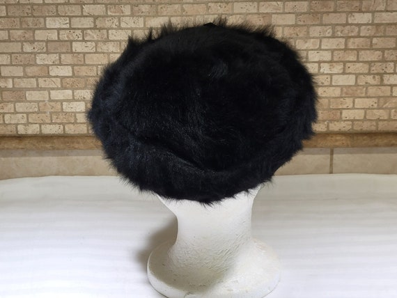 Vintage Hat Faux Fur Black Beret Filbert Orcel 19… - image 3