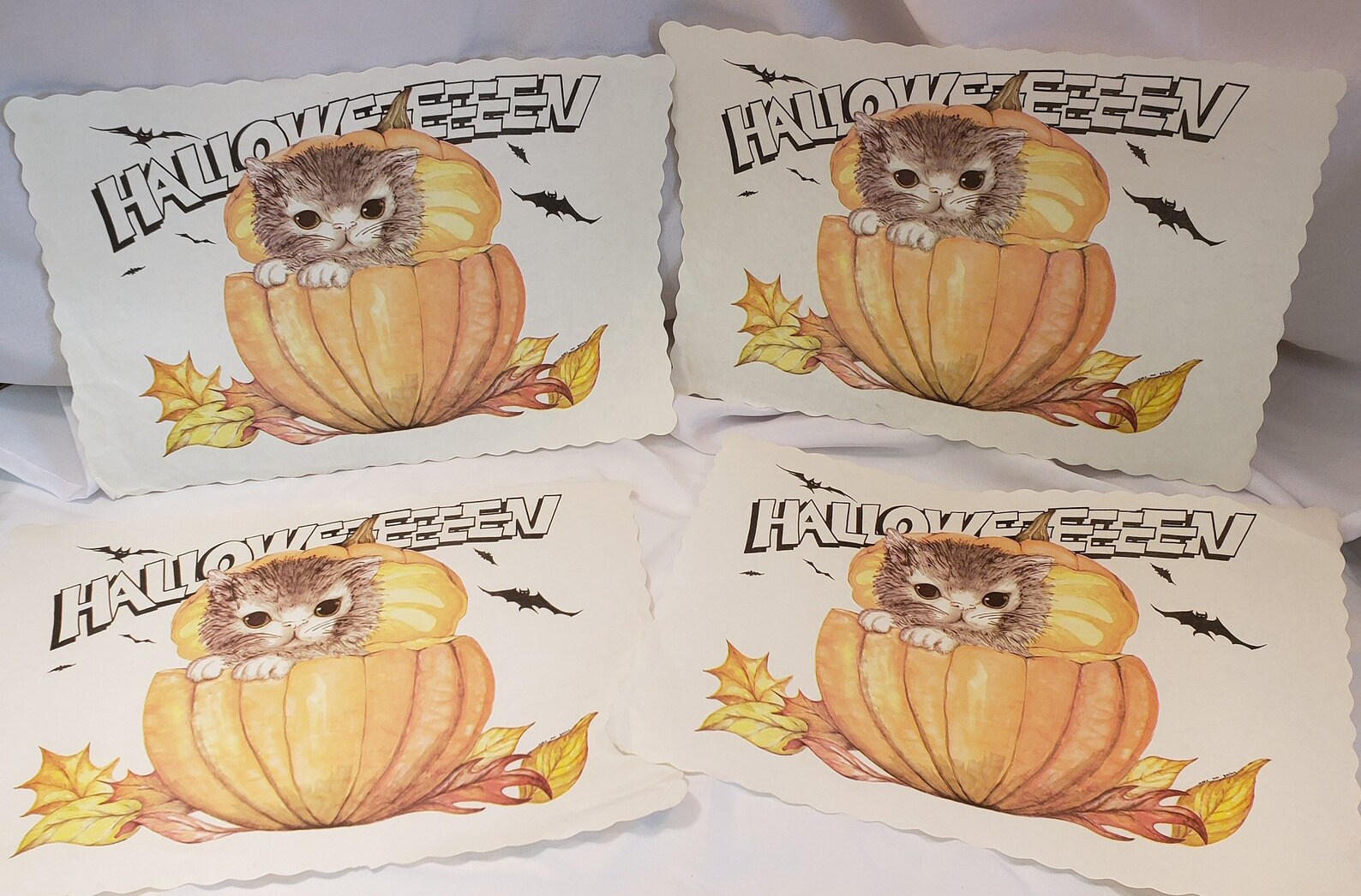 Vintage Halloween Paper Placemats Set of 4 with Adorable Etsy