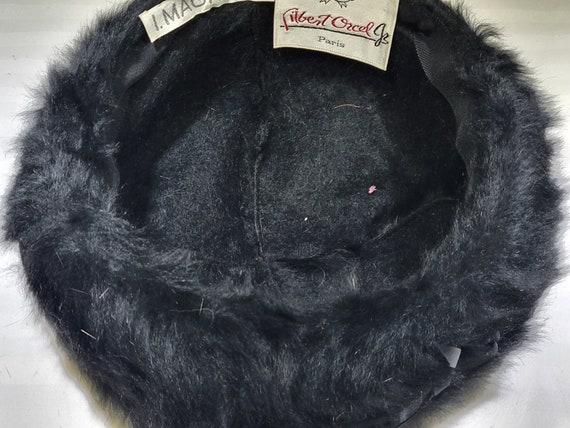 Vintage Hat Faux Fur Black Beret Filbert Orcel 19… - image 10