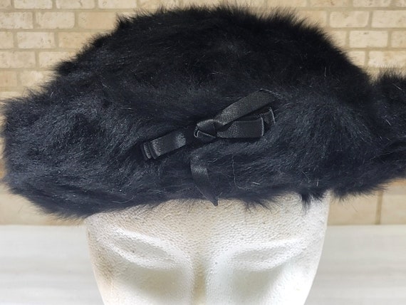 Vintage Hat Faux Fur Black Beret Filbert Orcel 19… - image 6