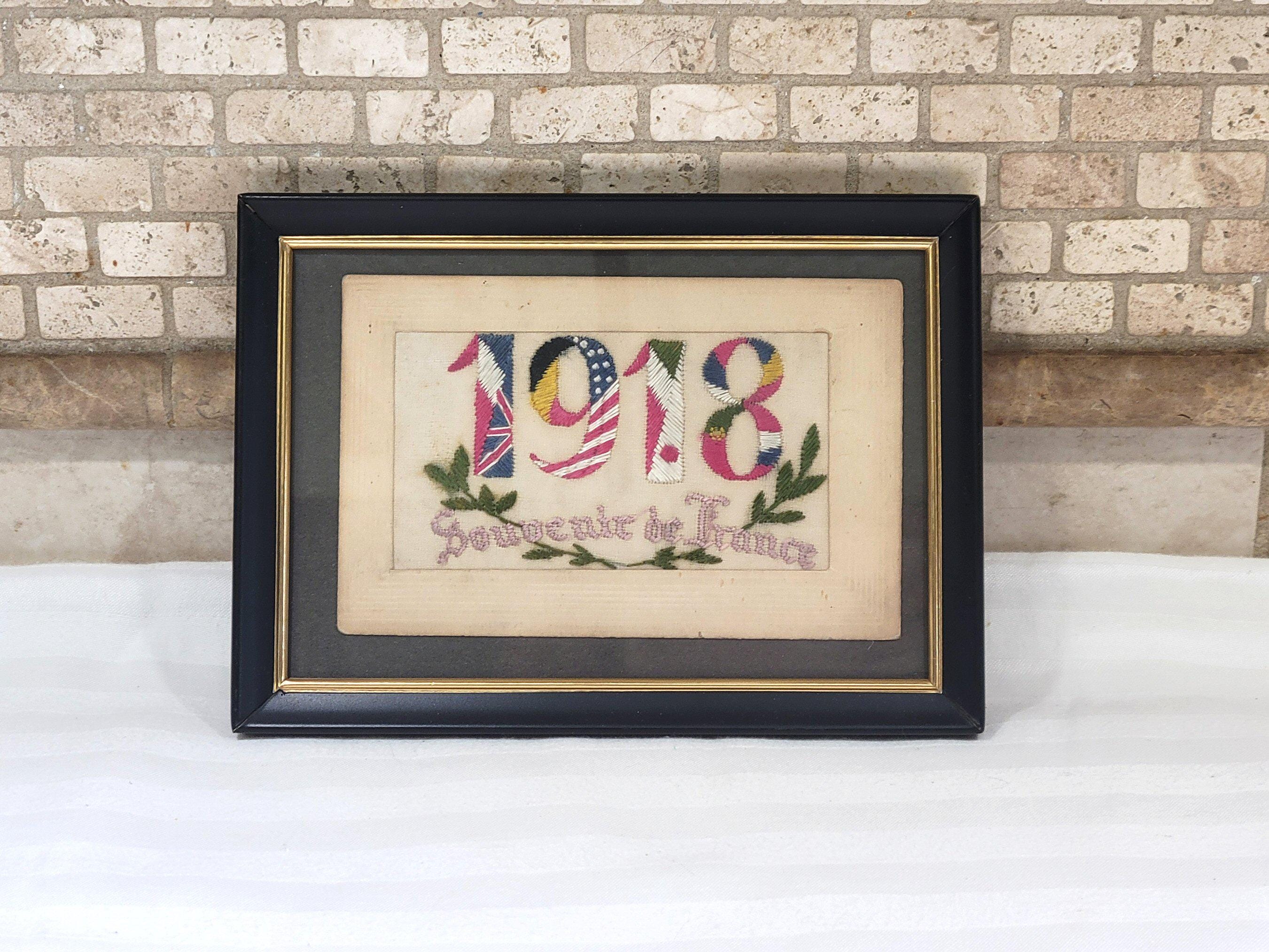 ★１９１８年＊アメリカ軍＊ヨーロッパ・西部戦線＊フランス刺繍入り絵葉書（実物） 2 WW1 French Postcards - Embroidery - World War 1 - 1914