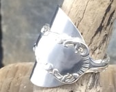 Sterling Silver Spoon Ring, Crafted from an Ornate Demitasse Coffee Spoon Louis XV Pattern English Hallmark 1914 - Handmade by Adrift Crafts