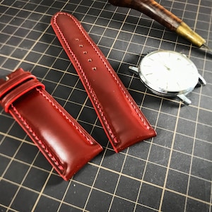 Handmade Shell Cordovan Leather Watch Strap: Padded Style, Custom Band