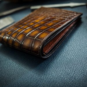 Cartera de piel de cocodrilo, cartera de piel para hombre, cartera de piel personalizada, regalo perfecto para él, cartera de piel de cocodrilo personalizada, cartera plegable