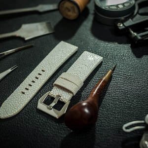 Stingray watch strap , Black stingray leather watch band, Exotic leather, leather handmade, watch strap, stingray