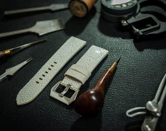Black Stingray Leather Watch Strap, Handmade Exotic Band
