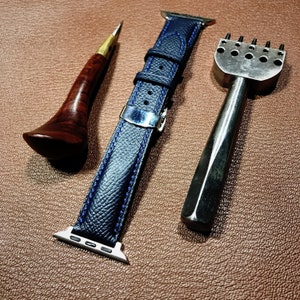 Leather apple watch band, apple watch strap, epsom leather, custom made handmade 38mm 42mm 44mm