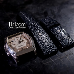 Stingray watch strap , Black stingray leather watch band, Exotic leather, leather handmade, watch strap, stingray