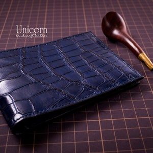 Cartera de piel de cocodrilo auténtica, cartera de piel de hombre, cartera de piel personalizada, cartera de hombre, cartera de piel de cocodrilo personalizada, cartera plegable