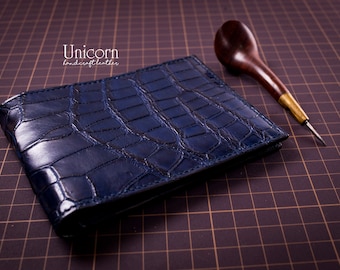 Cartera de piel de cocodrilo auténtica, cartera de piel de hombre, cartera de piel personalizada, cartera de hombre, cartera de piel de cocodrilo personalizada, cartera plegable