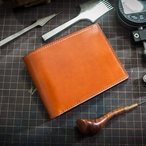 Cartera de cordobán de concha, Cartera de cuero para hombre, Cartera de cuero personalizada, Regalo perfecto para él, Cartera de cordobán de concha personalizada, Cartera plegable