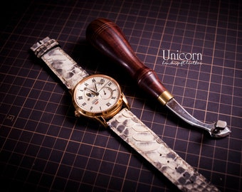Python watch strap, Genuine Python watch band, custom handmade Python, Handmade Vintage Leather Strap, Leather Watch Band
