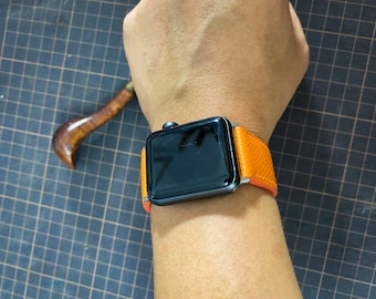 Handmade Epsom Leather Apple Watch Band, 42mm 44mm 38mm 40mm 45
