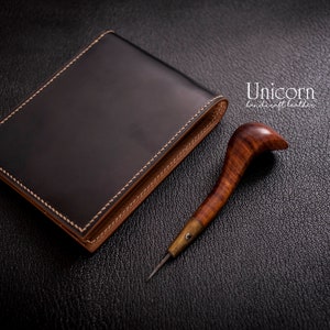 Cartera de cordobán de concha, Cartera de cuero para hombre, Cartera de cuero personalizada, Regalo perfecto para él, Cartera de cordobán de concha personalizada, Cartera plegable