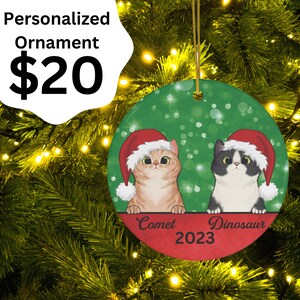 Custom Cat Ornament 2023, Cat Ceramic Ornament, Cat Ornament, Cat Christmas Ornament, Pet Ornament, Cat Lover Gift, Meowy Christmas