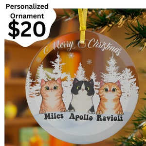 Personalized Clear Cat Ornament, Cat Acrylic Ornament, Cat Ornament, Cat Christmas Ornament, Pet Ornament, Cat Lover Gift, Meowy Christmas