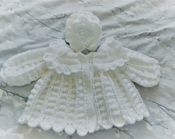 Beautifully hand made cardigan set, baby girl set.  Baby clothes, baby clothing, Baby gift set