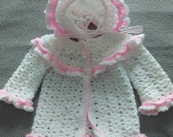 Beautifully hand made cardigan set, baby girl set.  Baby clothes, baby clothing, Baby gift set