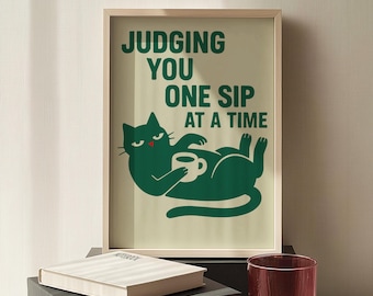 Grumpy Cat Wall Art: Funny Coffee Poster (Glossy Museum Print)