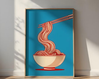 Ramen Noodle Art Print: Japanese Kitchen Wall Decor