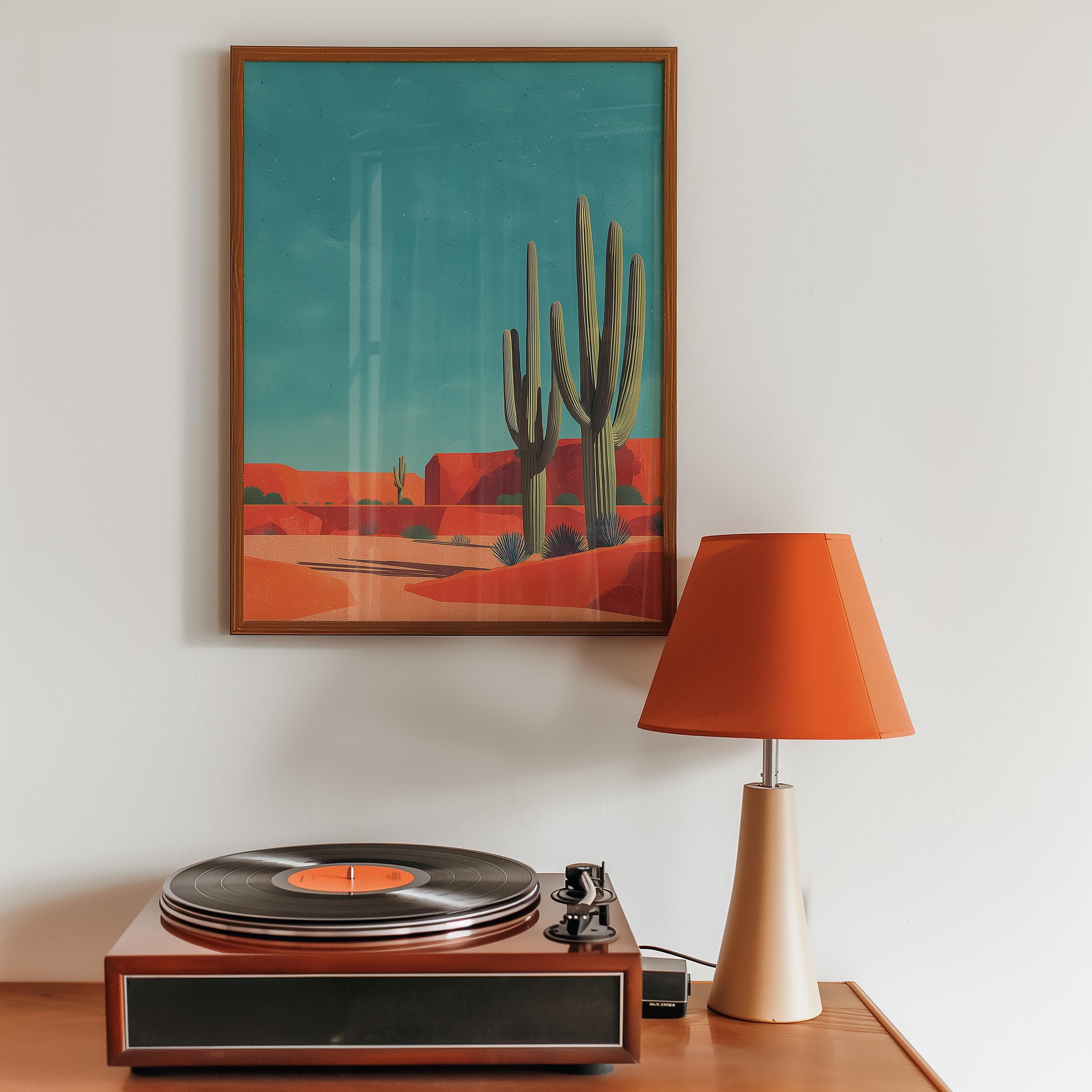 Desert Cactus Art Print, Modern Southwestern Landscape Poster - Etsy