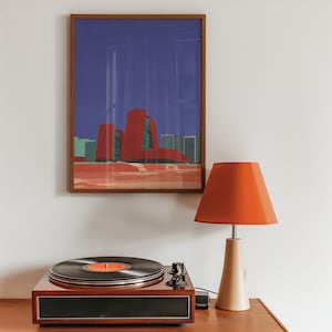Moderne Architektur Kunstdruck, Mid-Century City Skyline Poster