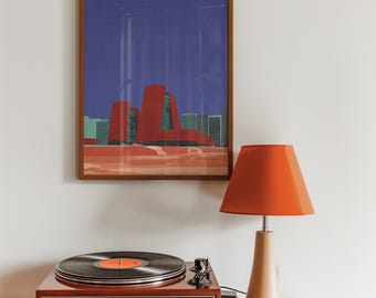 City Skyline Wall Art: Mid-Century Modern Poster (Unframed, Glossy)