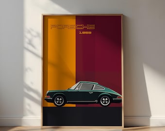 Porsche 911 Bauhaus Art Print, Modern Car Poster (Glossy Museum Paper)
