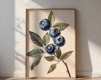 Disco Ball Fruit Print: Bright Blueberry Wall Art (Unframed Poster)