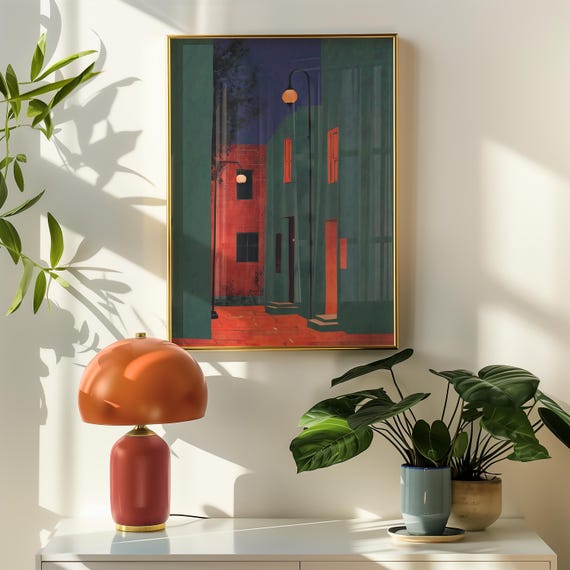 Urban Alleyway Art Print, Moody Night Scene (Glossy Museum Paper)