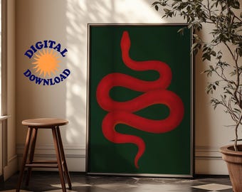 Snake Painting: Maximalist Mid Century Modern Wall Art (Digital Download)
