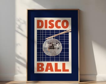 Disco Ball Poster: Y2K Maximalist Art for Room Decor
