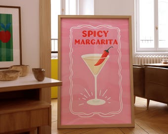 Spicy Margarita Gloss Poster, Vibrant Bar Decor (Modern Kitchen Print)