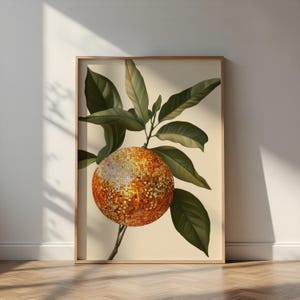 Affiche rétro boule disco orange, ambiance agrumes (affiche brillante)