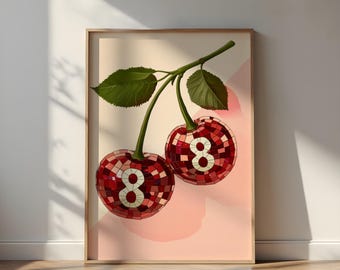 8 Ball Wall Art: Vibrant Cherry Disco Print (Unframed Poster)