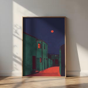 Mid Century Modern Alleyway Art Print, Urban Landscape Poster