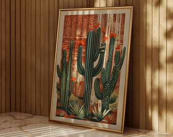 Desert Cactus Art Print: Boho Southwest Home Decor