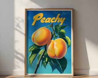 Peach Poster: Retro 80s Kitchen Wall Art (Glossy Museum Print)