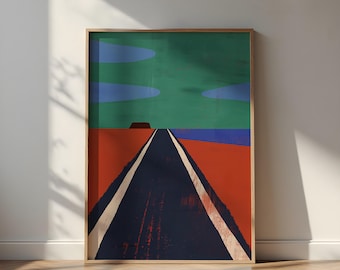 Long Road Poster: Minimalist Landscape, Abstract Wall Art