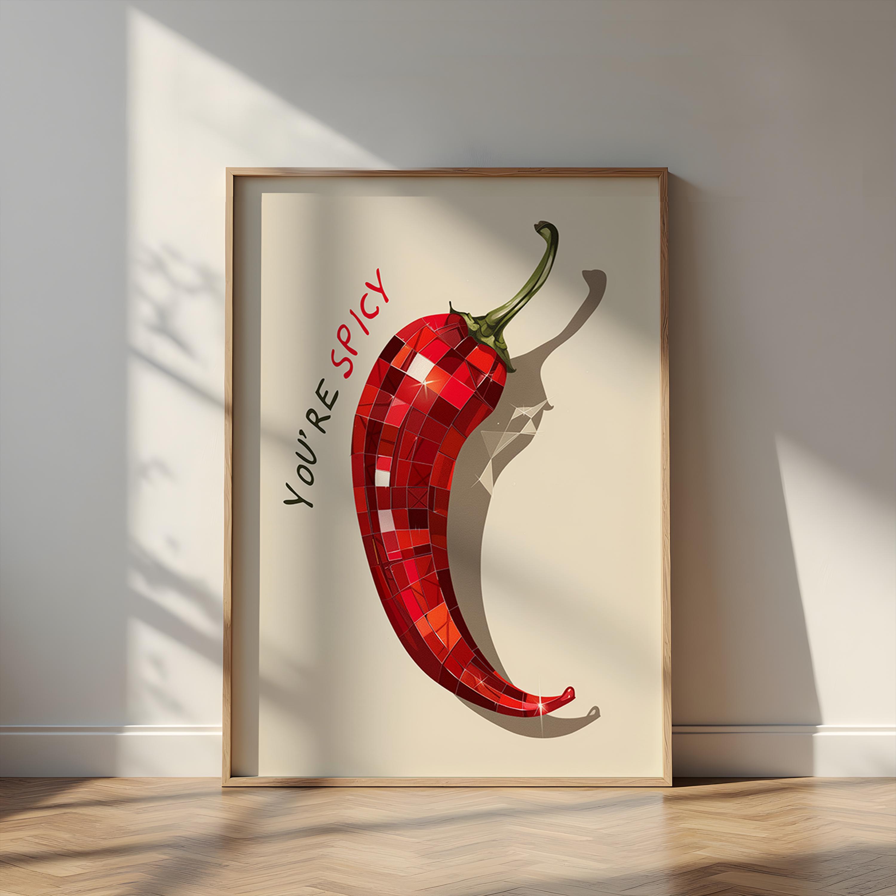 Impression Sur Toile « Boule Disco Et Piment » – Décoration Murale Cuisine Moderne Rétro – Taille 20x30 Cm (sans Cadre) – Motif Rayures Vertes - 9