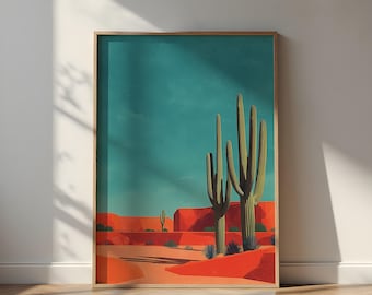 Desert Cactus Art Print: Modern Southwestern Landscape
