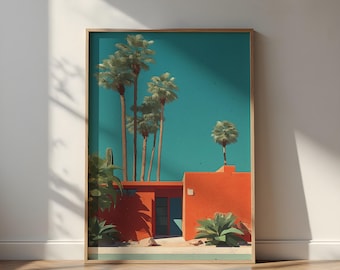 Mid Century Modern Palm Springs Print, Desert Architecture (Glossy Poster)