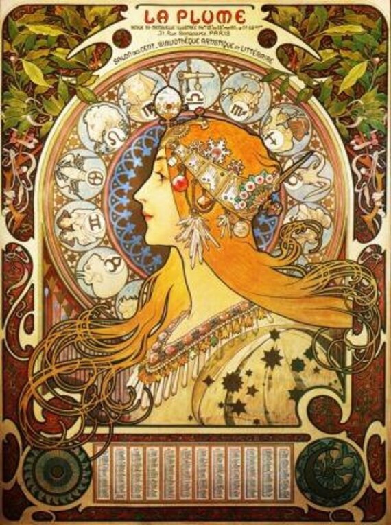 Zodiac Alphonse Mucha Digital Vintage Art Nouveau Poster Instant Download Image Craft Art Supplies Decoupage Scrapbooking A9f