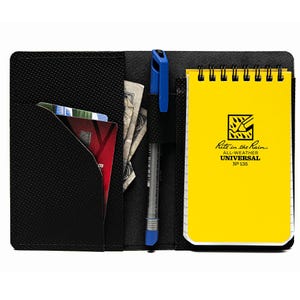 Housse en cuir pour cahier à spirales 3 x 5 pouces, compatible avec le carnet de notes Rite in the Rain, porte-cartes, avec porte-cartes et porte-stylo